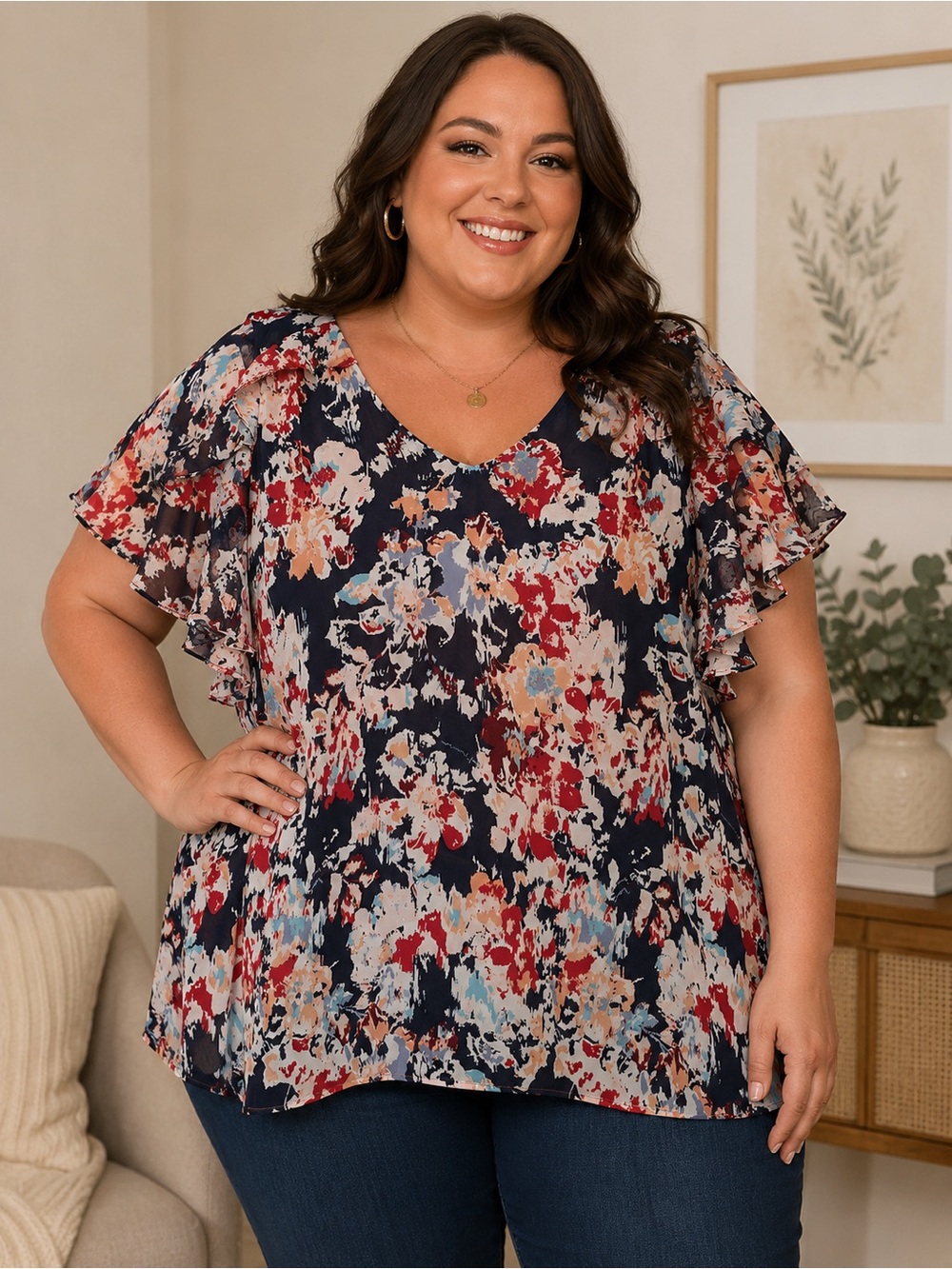 Lane Bryant Women's Floral Blouse